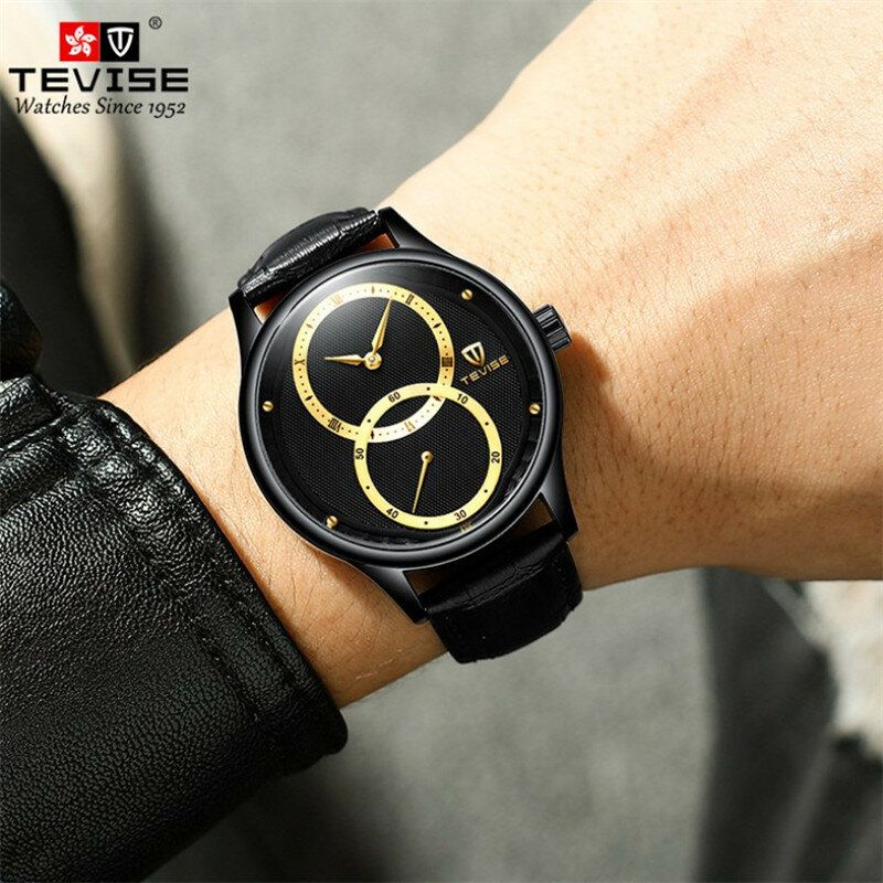 Tevise 820c Reloj Mecánico Automático De Estilo Informal Pantalla De 24 Horas Reloj De Hombre Con Banda De Cuero Genuino