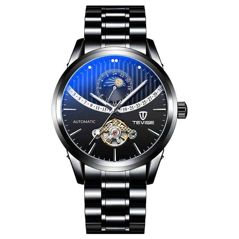 Tevise 8378f Esqueleto Pantalla De Fecha Reloj Mecánico Automático Reloj De Pulsera De Acero Completo Para Hombres