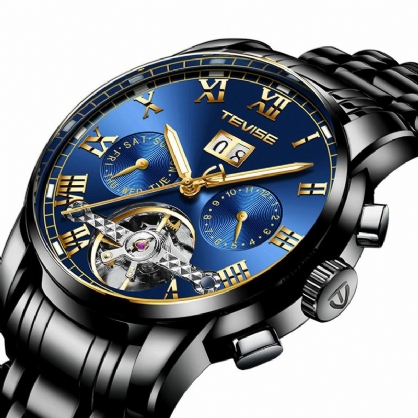 Tevise 9005. Reloj Automático De Moda Para Hombre Fecha Luminosa Reloj Mecánico Con Correa De Acero Inoxidable Resistente Al Agua