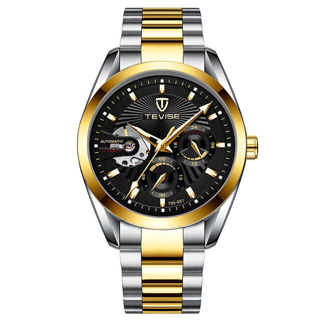 Tevise T795 Cronógrafo Pantalla De 24 Horas Reloj De Pulsera Para Hombre Reloj Mecánico Automático De Estilo Empresarial