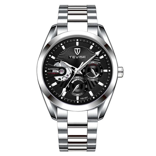 Tevise T795 Cronógrafo Pantalla De 24 Horas Reloj De Pulsera Para Hombre Reloj Mecánico Automático De Estilo Empresarial