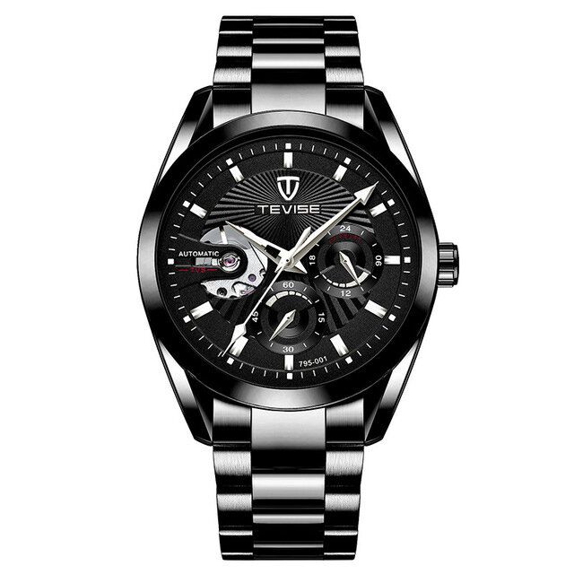 Tevise T795 Cronógrafo Pantalla De 24 Horas Reloj De Pulsera Para Hombre Reloj Mecánico Automático De Estilo Empresarial