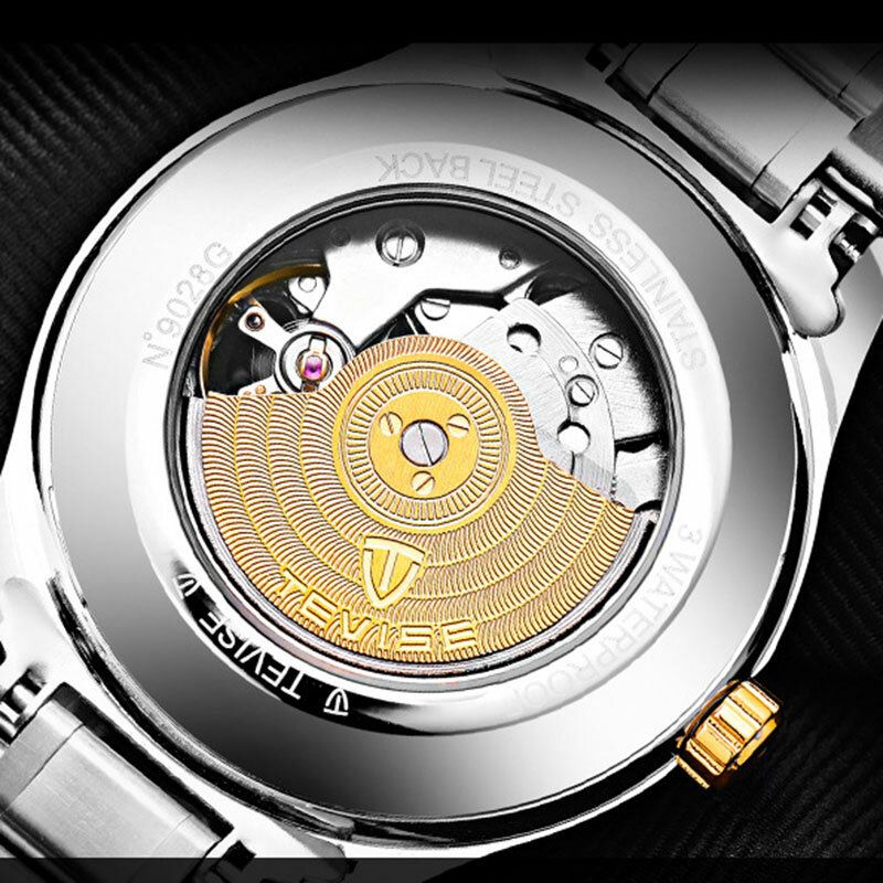 Tevise T807c Reloj De Moda Para Hombre Pantalla Luminosa Reloj Mecánico Con Correa De Acero Inoxidable