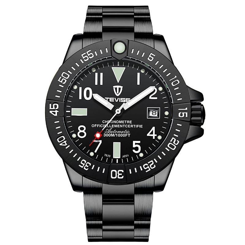 Tevise T839a Reloj De Moda Para Hombre 3atm Reloj Mecánico De Correa De Acero Inoxidable Con Pantalla De Fecha Luminosa Impermeable