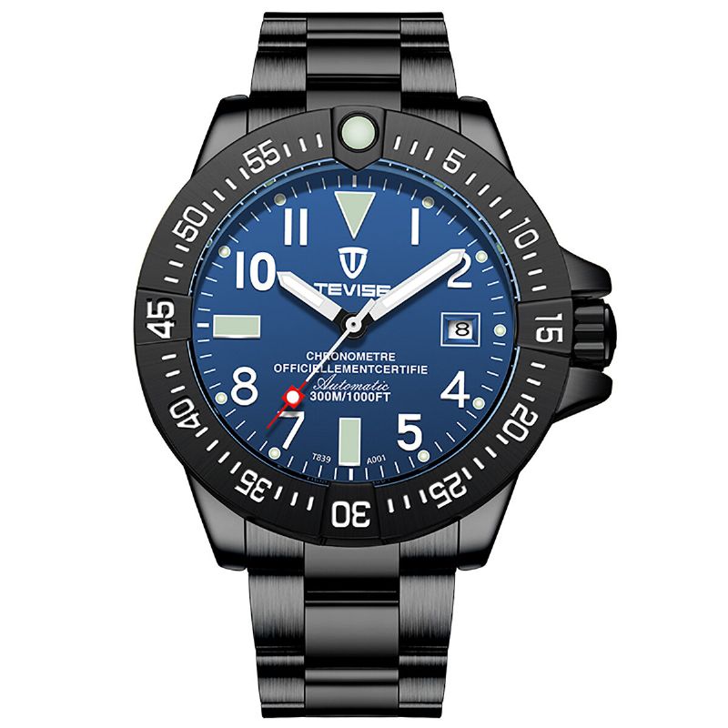 Tevise T839a Reloj De Moda Para Hombre 3atm Reloj Mecánico De Correa De Acero Inoxidable Con Pantalla De Fecha Luminosa Impermeable