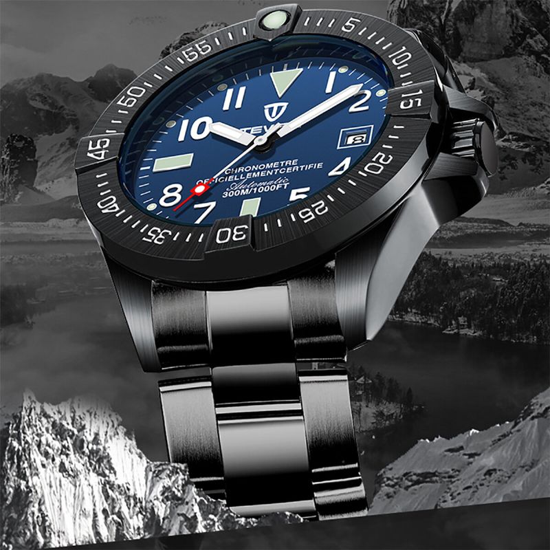 Tevise T839a Reloj De Moda Para Hombre 3atm Reloj Mecánico De Correa De Acero Inoxidable Con Pantalla De Fecha Luminosa Impermeable