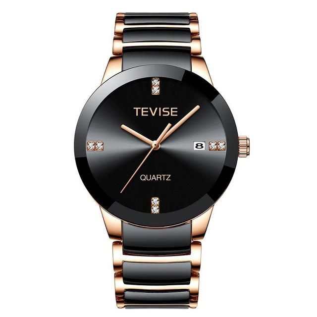 Tevise T845 Reloj De Pulsera De Estilo Casual Para Hombre Pantalla De Fecha Reloj De Cuarzo Con Banda De Acero Completa