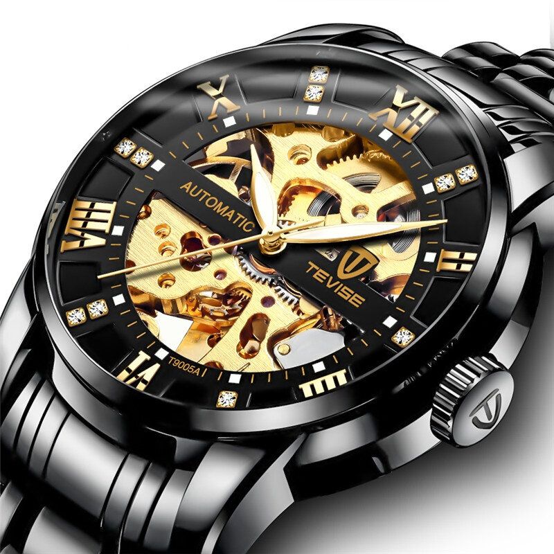 Tevise T9005a Reloj Automático De Moda Para Hombre Con Diseño Tallado En Hueco Reloj Mecánico Con Pantalla Luminosa A Prueba De Agua