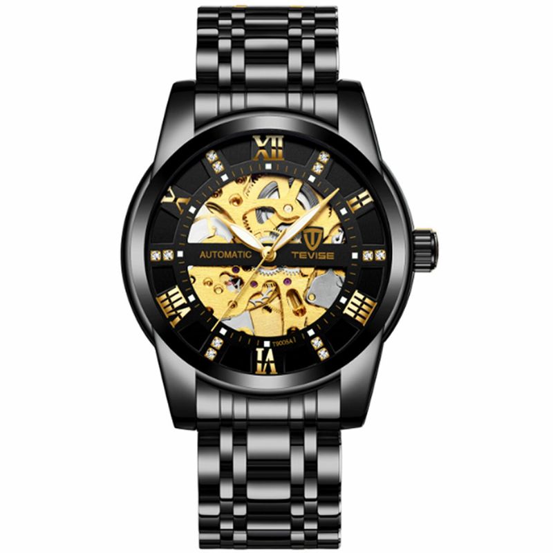 Tevise T9005a Reloj Automático De Moda Para Hombre Con Diseño Tallado En Hueco Reloj Mecánico Con Pantalla Luminosa A Prueba De Agua