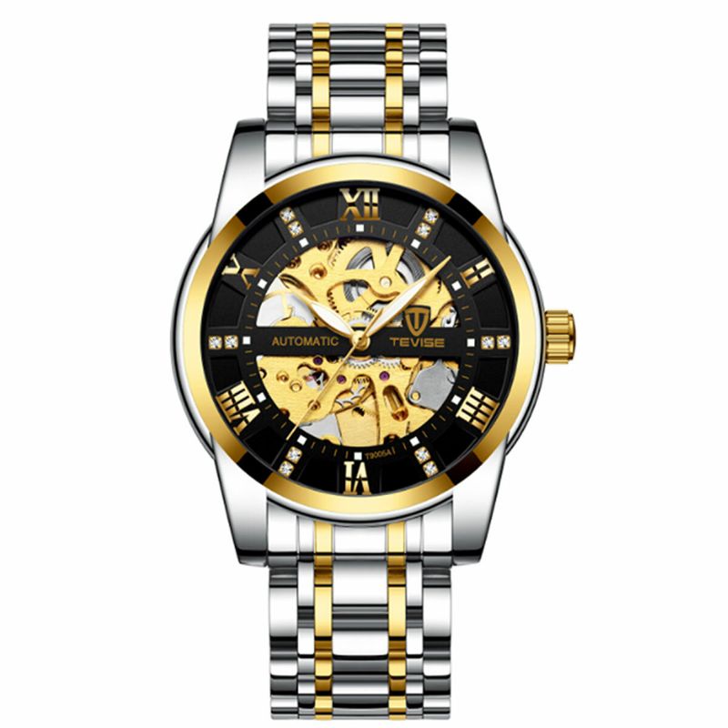 Tevise T9005a Reloj Automático De Moda Para Hombre Con Diseño Tallado En Hueco Reloj Mecánico Con Pantalla Luminosa A Prueba De Agua