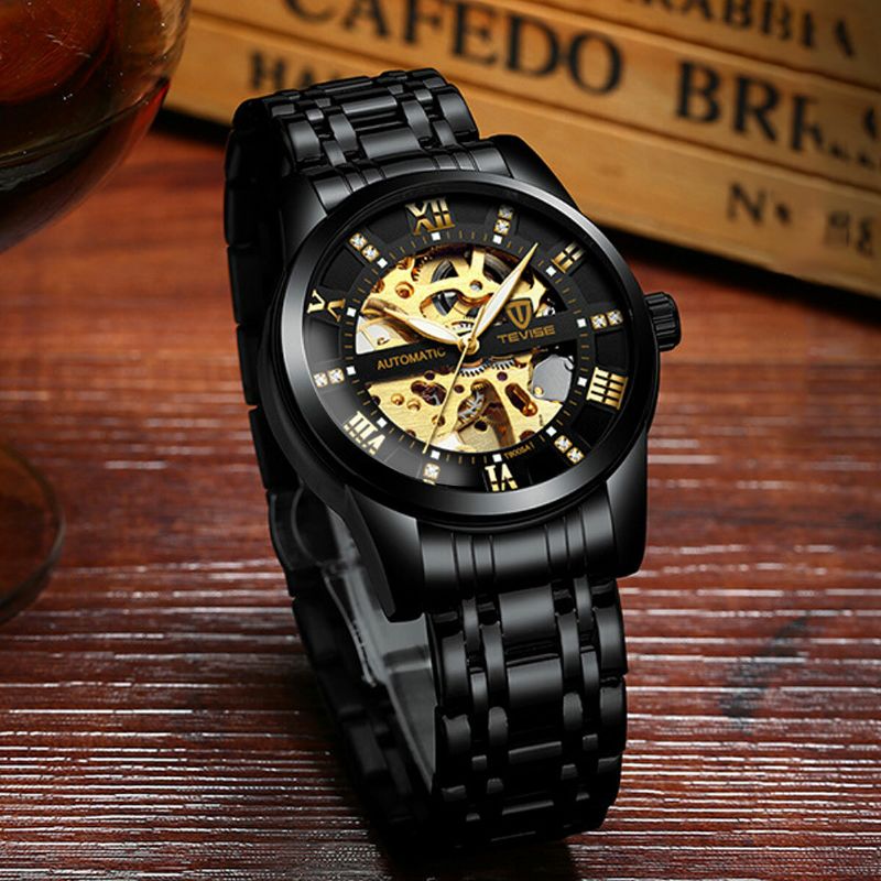 Tevise T9005a Reloj Automático De Moda Para Hombre Con Diseño Tallado En Hueco Reloj Mecánico Con Pantalla Luminosa A Prueba De Agua