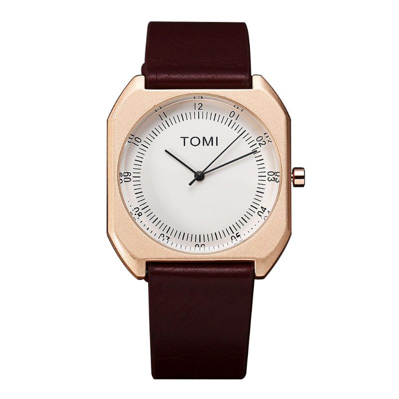 Tomi Reloj De Moda Para Hombre Reloj De Cuarzo Con Correa De Cuero Informal Con Esfera Ultrafina