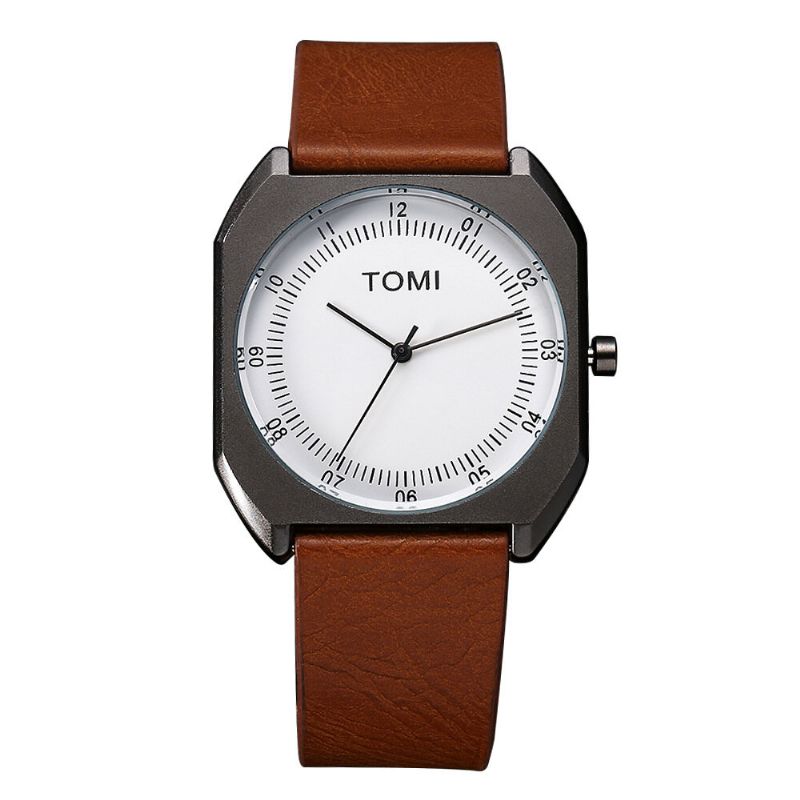 Tomi Reloj De Moda Para Hombre Reloj De Cuarzo Con Correa De Cuero Informal Con Esfera Ultrafina