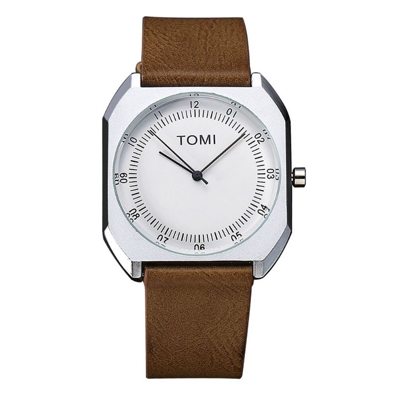 Tomi Reloj De Moda Para Hombre Reloj De Cuarzo Con Correa De Cuero Informal Con Esfera Ultrafina