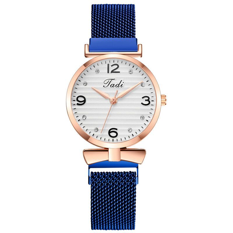 Trendy Simple Elegant Design Wild Mujer Relojes Alloy Mesh Band Caja De Aleación De Oro Rosa Reloj De Cuarzo