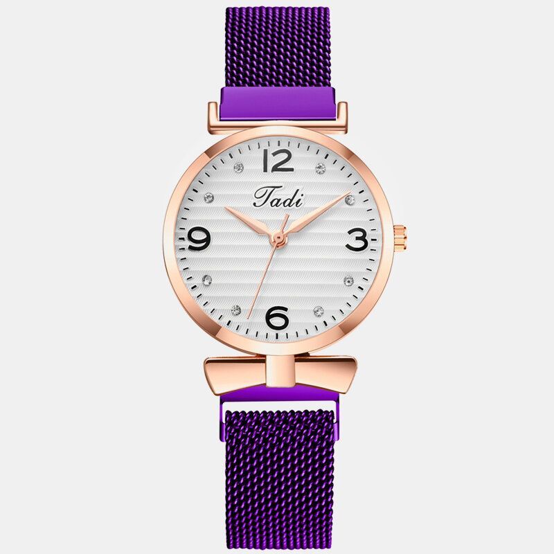 Trendy Simple Elegant Design Wild Mujer Relojes Alloy Mesh Band Caja De Aleación De Oro Rosa Reloj De Cuarzo