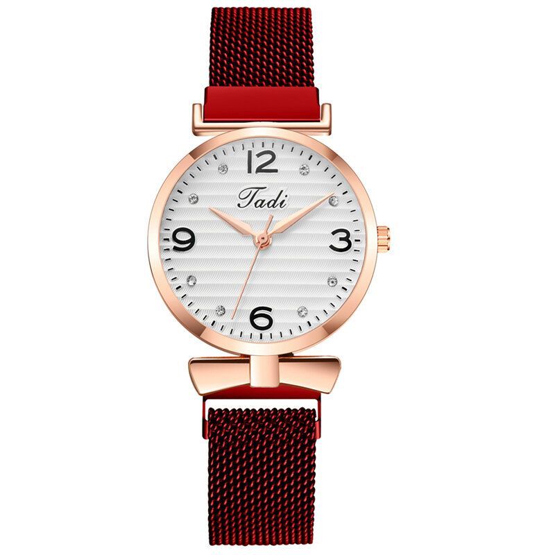 Trendy Simple Elegant Design Wild Mujer Relojes Alloy Mesh Band Caja De Aleación De Oro Rosa Reloj De Cuarzo