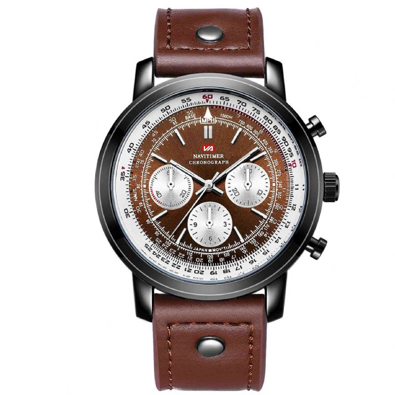 Va Va Voom Va-207 Reloj De Pulsera Impermeable Para Hombre Al Aire Libre Reloj De Cuarzo Con Versión De Cuero De Nailon