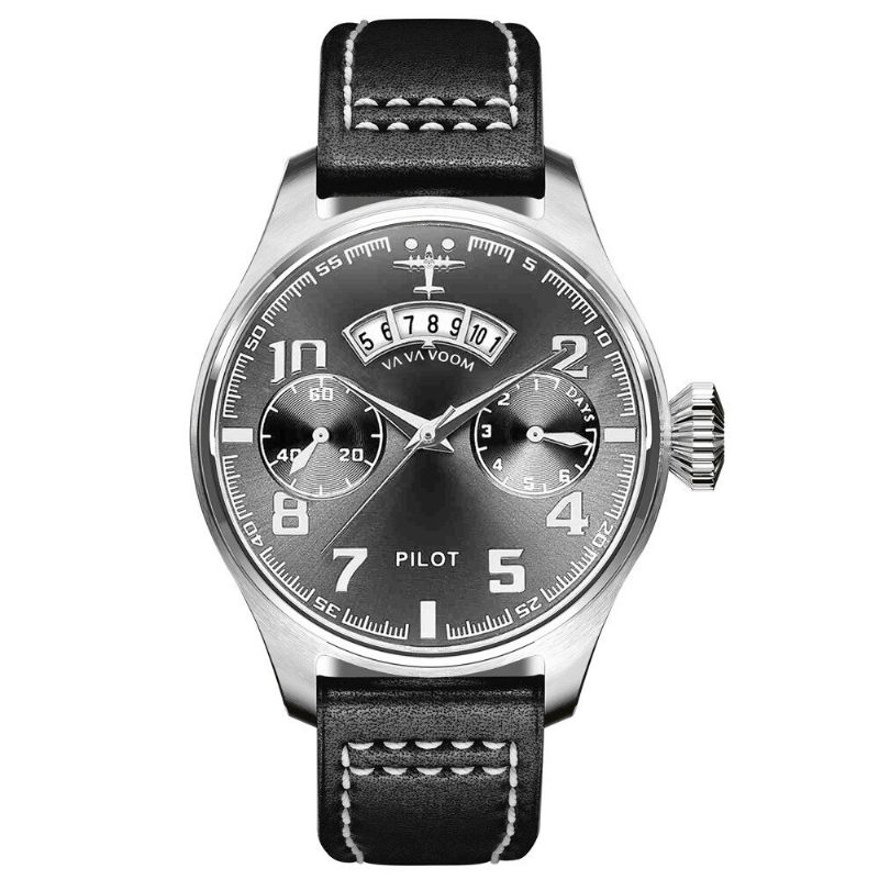 Va Va Voom Va-2092 Pantalla De Fecha Reloj De Pulsera De Hombre Con Esfera Decorativa Reloj De Cuarzo De Estilo Informal