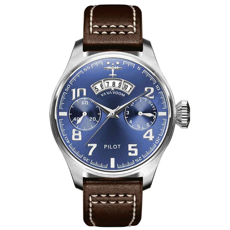 Va Va Voom Va-2092 Pantalla De Fecha Reloj De Pulsera De Hombre Con Esfera Decorativa Reloj De Cuarzo De Estilo Informal