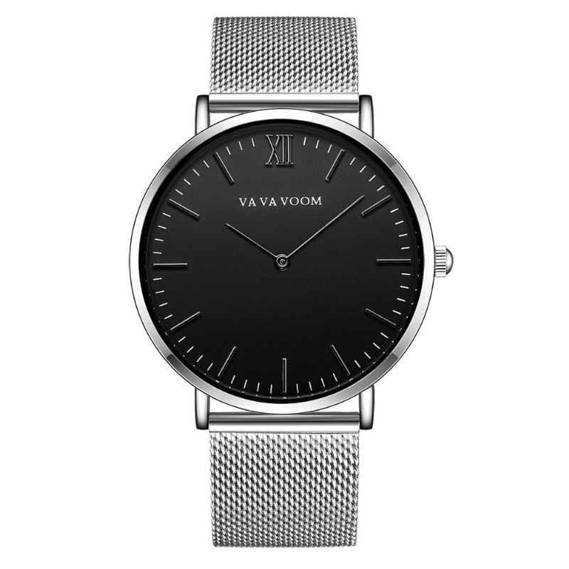 Va Va Voom Va-212 Reloj De Cuarzo De Estilo Casual De Acero Completo Reloj De Pulsera Ultradelgado Para Hombres