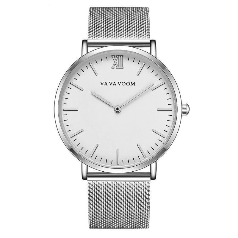 Va Va Voom Va-212 Reloj De Cuarzo De Estilo Casual De Acero Completo Reloj De Pulsera Ultradelgado Para Hombres