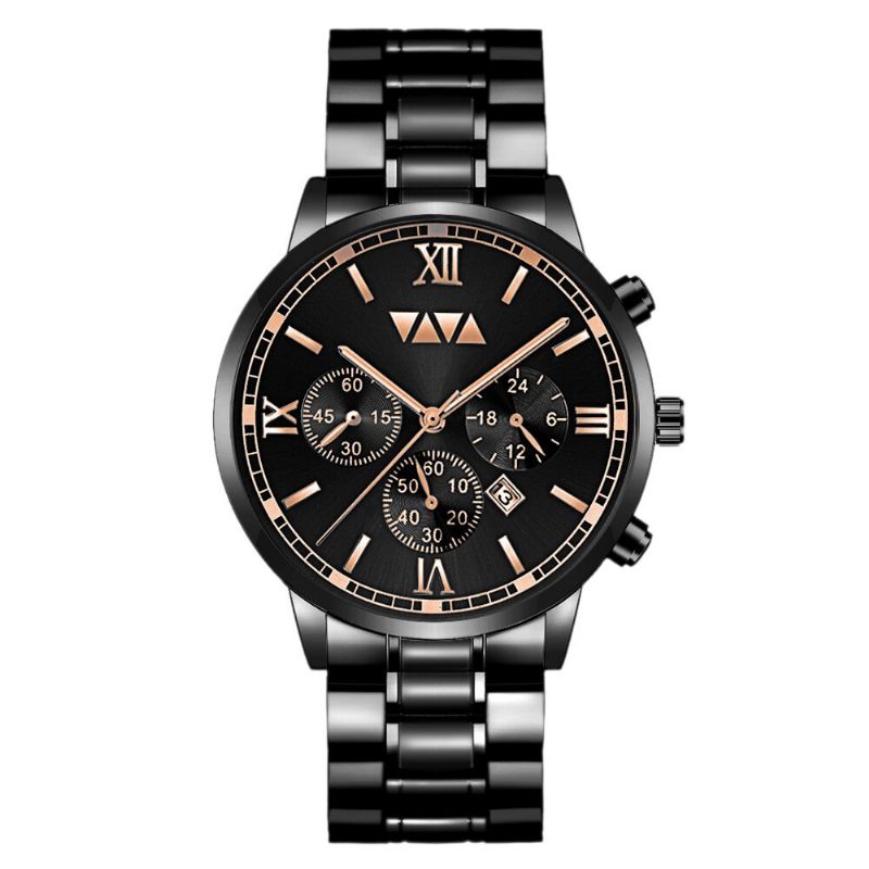 Va Va Voom Va-2142 Reloj De Moda Para Hombre Reloj Impermeable Con Indicador De Fecha Reloj De Cuarzo Con Correa De Acero Inoxidable