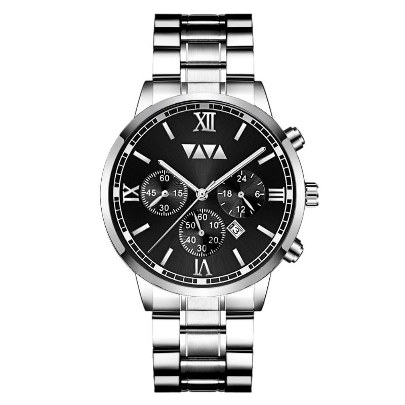 Va Va Voom Va-2142 Reloj De Moda Para Hombre Reloj Impermeable Con Indicador De Fecha Reloj De Cuarzo Con Correa De Acero Inoxidable