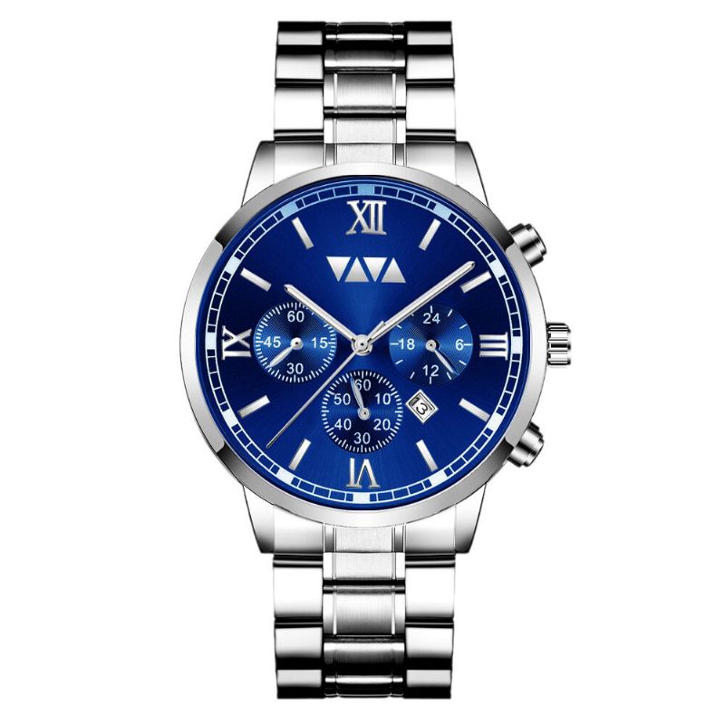 Va Va Voom Va-2142 Reloj De Moda Para Hombre Reloj Impermeable Con Indicador De Fecha Reloj De Cuarzo Con Correa De Acero Inoxidable