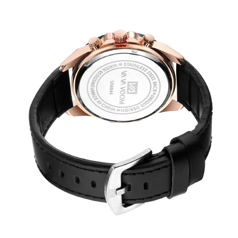 Va Va Voom Va-216 Reloj De Moda Para Hombre 3atm Reloj De Cuarzo Con Correa De Cuero Con Pantalla De Fecha Impermeable