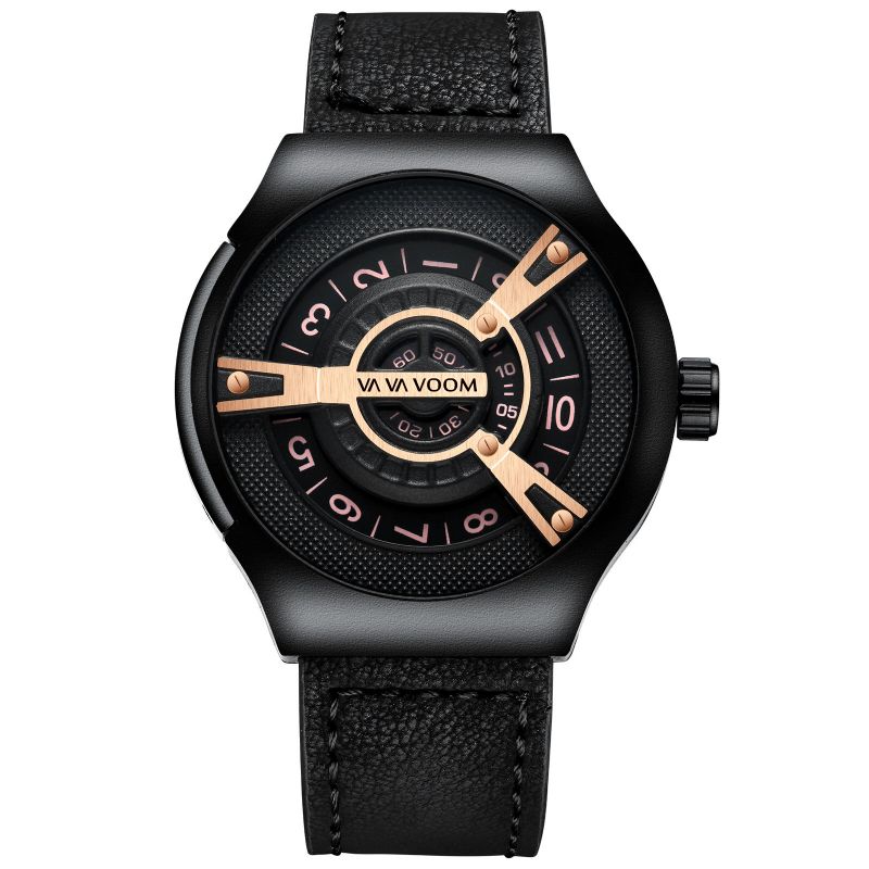 Va Va Voom Va-275 3atm Reloj De Cuarzo Con Correa De Cuero Con Esfera Creativa Impermeable A La Moda Para Hombre