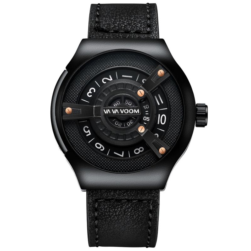 Va Va Voom Va-275 3atm Reloj De Cuarzo Con Correa De Cuero Con Esfera Creativa Impermeable A La Moda Para Hombre