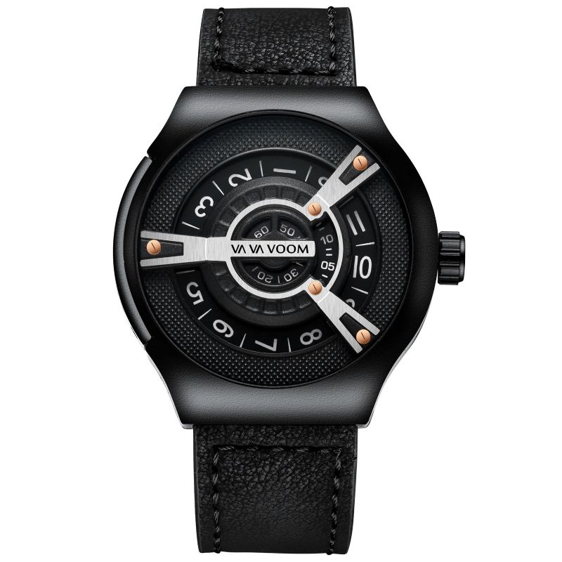 Vava Voom Moda Casual Correa De Cuero 3atm Reloj De Pulsera De Cuarzo Impermeable Para Hombre