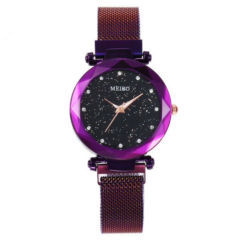 Vestido De Mujer Estrella Banda Magnética Moda De Lujo Esfera De Cristal Reloj De Cuarzo Para Mujer