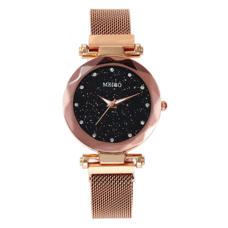 Vestido De Mujer Estrella Banda Magnética Moda De Lujo Esfera De Cristal Reloj De Cuarzo Para Mujer