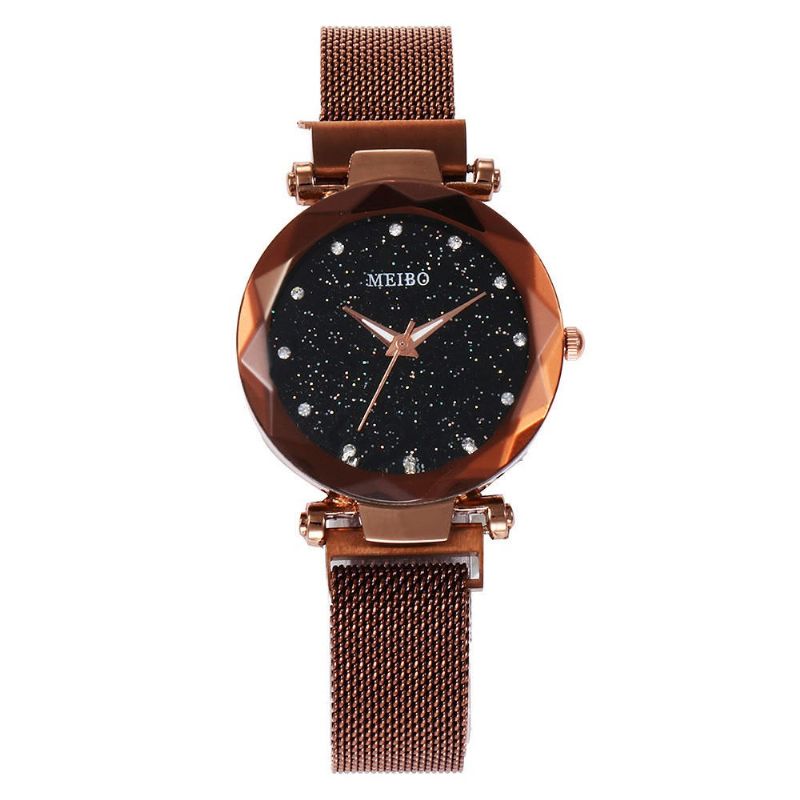 Vestido De Mujer Estrella Banda Magnética Moda De Lujo Esfera De Cristal Reloj De Cuarzo Para Mujer