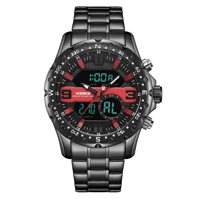 Wh8502 Reloj De Pantalla Dual De Estilo Empresarial Lcd Cronógrafo Digital 3atm Reloj Impermeable Para Hombres