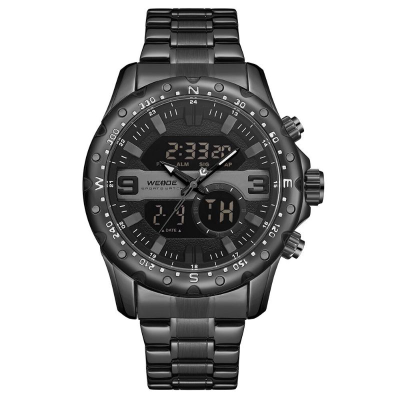 Wh8502 Reloj De Pantalla Dual De Estilo Empresarial Lcd Cronógrafo Digital 3atm Reloj Impermeable Para Hombres