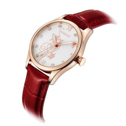 Wishdoit Wsd-005 Reloj De Cuarzo Para Mujer De Moda Números Romanos Reloj De Pulsera Con Torre De Hierro Y Flores