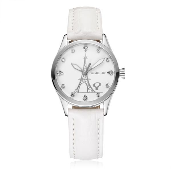 Wishdoit Wsd-005 Reloj De Cuarzo Para Mujer De Moda Números Romanos Reloj De Pulsera Con Torre De Hierro Y Flores