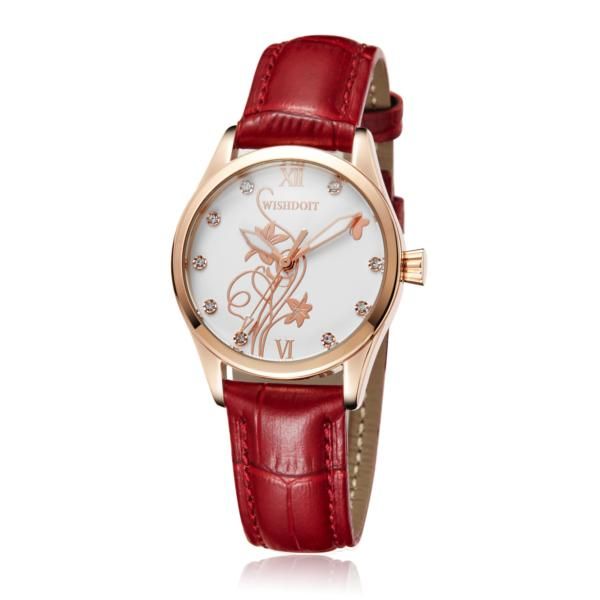 Wishdoit Wsd-005 Reloj De Cuarzo Para Mujer De Moda Números Romanos Reloj De Pulsera Con Torre De Hierro Y Flores