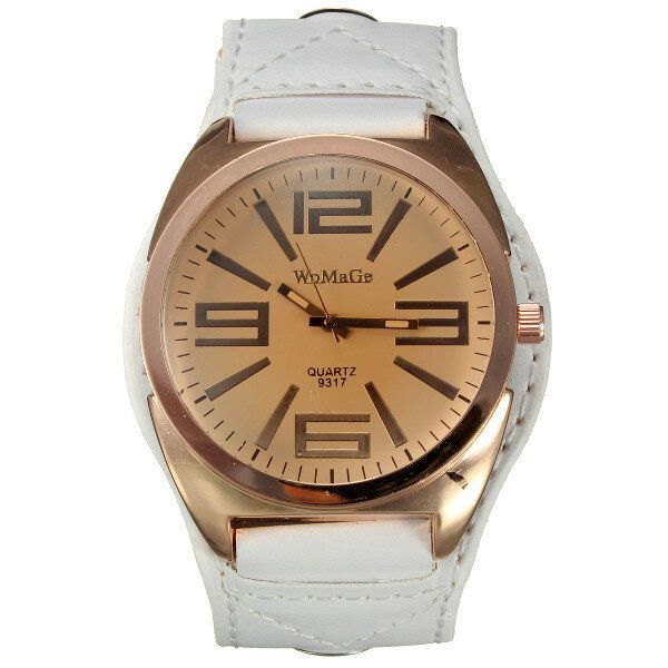 Womage 9317 Caja De Color Oro Rosa Correa De Cuero Pu Reloj Para Mujer