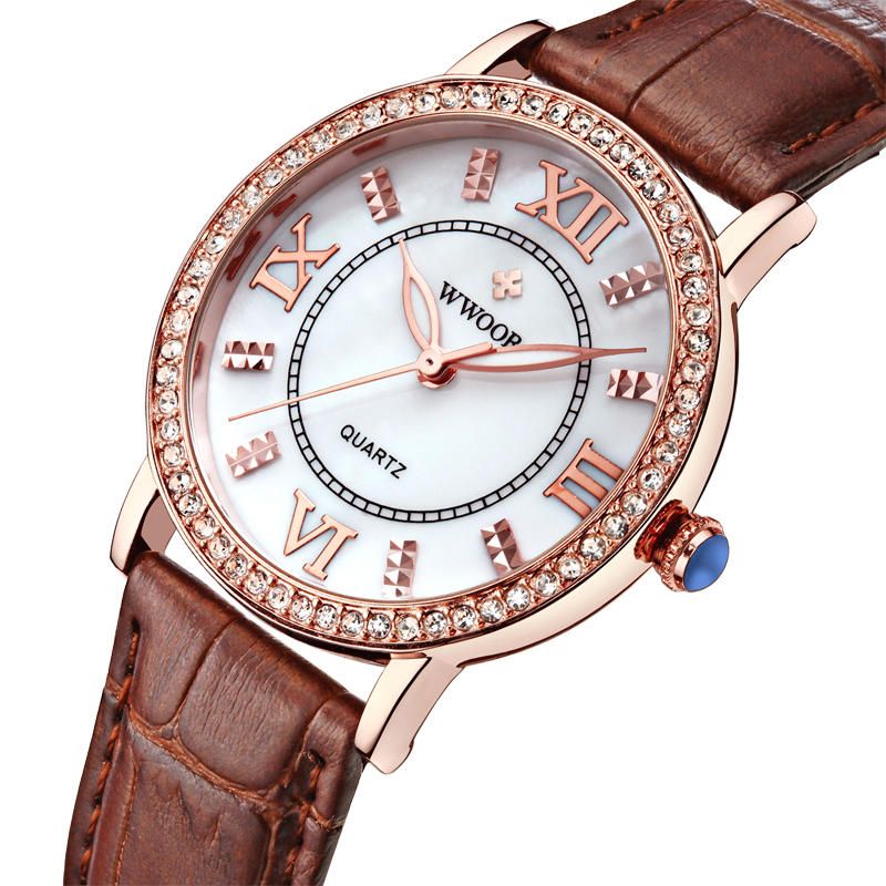 Wwoor 8807 Reloj De Pulsera Ultra Fino De Diseño Elegante Para Mujer Relojes De Cuarzo Con Correa De Cuero