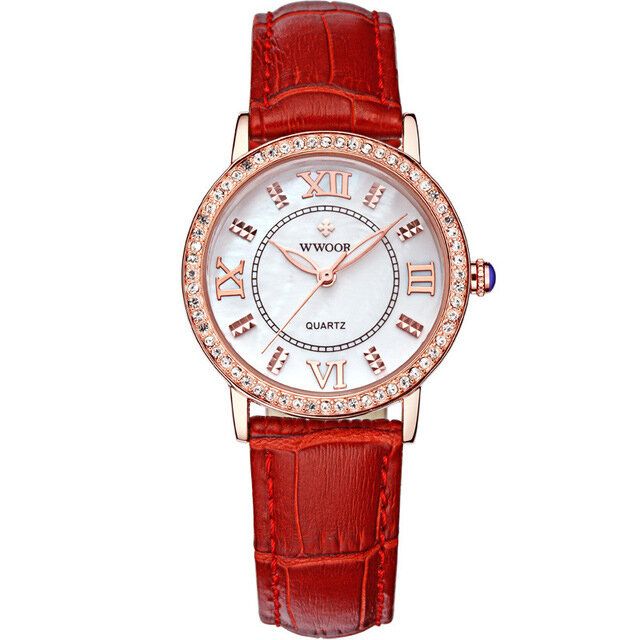 Wwoor 8807 Reloj De Pulsera Ultra Fino De Diseño Elegante Para Mujer Relojes De Cuarzo Con Correa De Cuero