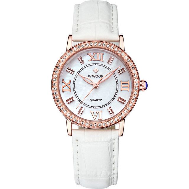 Wwoor 8807 Reloj De Pulsera Ultra Fino De Diseño Elegante Para Mujer Relojes De Cuarzo Con Correa De Cuero