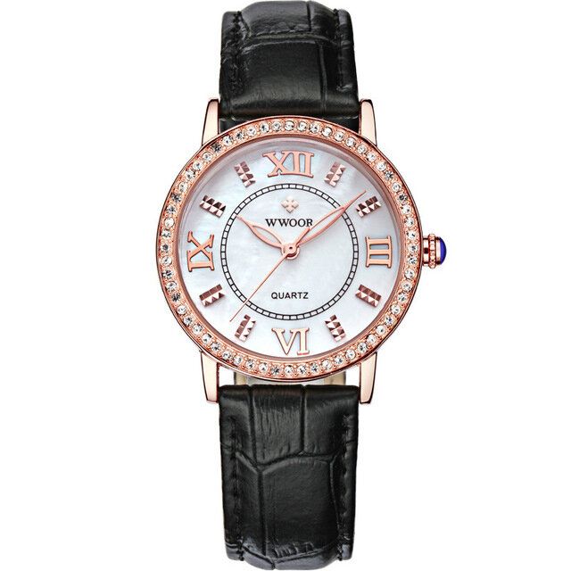 Wwoor 8807 Reloj De Pulsera Ultra Fino De Diseño Elegante Para Mujer Relojes De Cuarzo Con Correa De Cuero