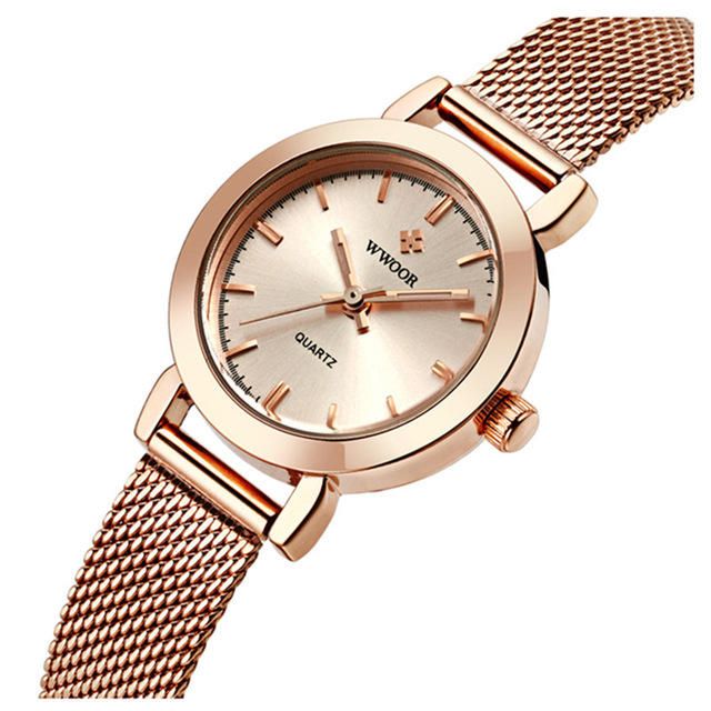 Wwoor 8823 Diseño Simple Elegante Reloj De Pulsera Para Mujer Reloj De Malla De Acero Relojes De Cuarzo