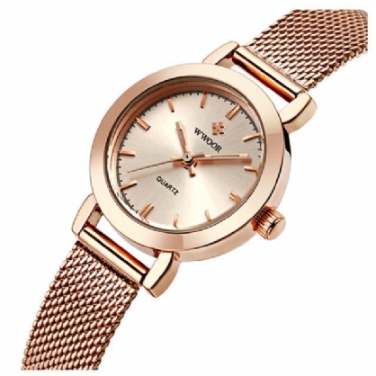 Wwoor 8823 Diseño Simple Elegante Reloj De Pulsera Para Mujer Reloj De Malla De Acero Relojes De Cuarzo