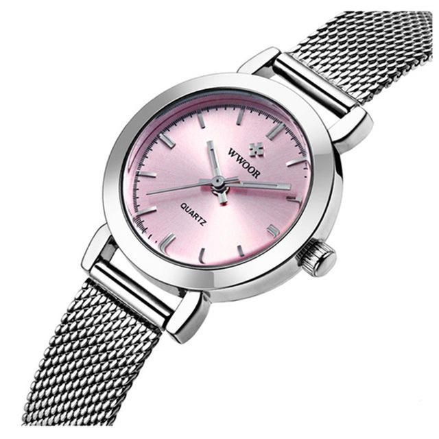 Wwoor 8823 Diseño Simple Elegante Reloj De Pulsera Para Mujer Reloj De Malla De Acero Relojes De Cuarzo