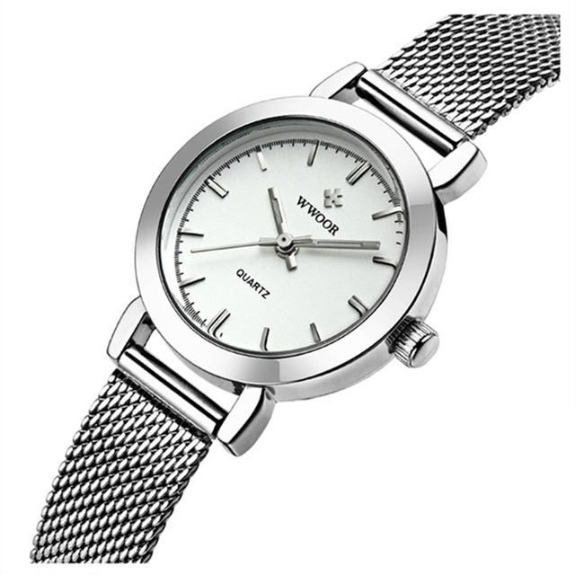 Wwoor 8823 Diseño Simple Elegante Reloj De Pulsera Para Mujer Reloj De Malla De Acero Relojes De Cuarzo